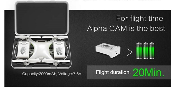 Alpha cam quadcopter flight time