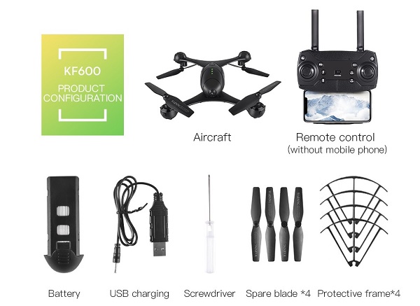 Included accessories with the Kaifeng KF600 drone