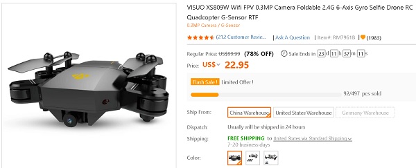 VISUO XS809W drone deal