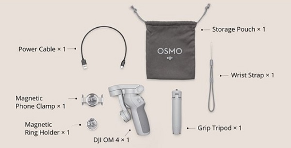 Included accessories with OM4 gimbal