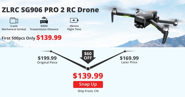 ZLRC SG906 Pro 2 with 60$ off during Halloween 2020 sales
