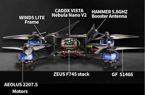 Main parts of HGLRC Wind5 Lite drone