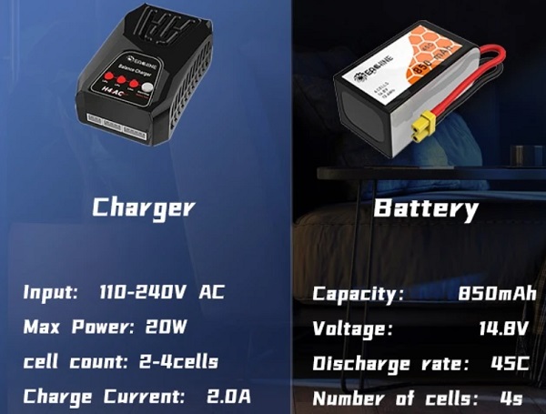 charger and battery specs
