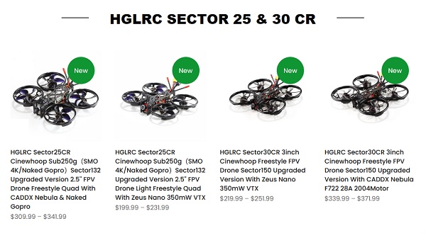 HGLRC SectorCR series comparison