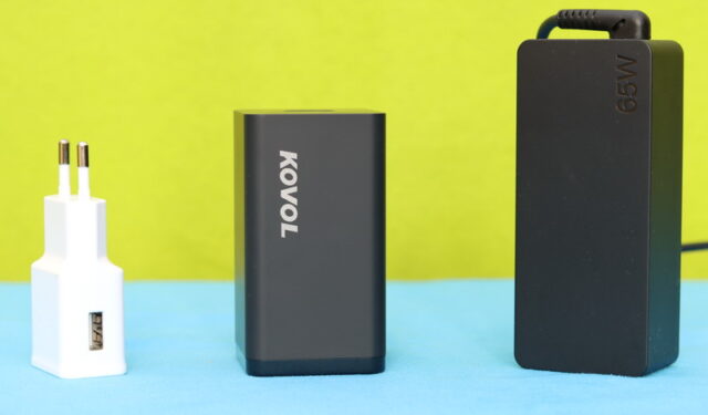 Kovol Sprint 120W vs 18W USB wall charger vs 65W laptop charger